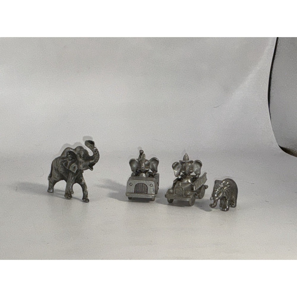 Spoontiques Pewter‎ Elephant In Golf Cart And Fire Engine 2 Pewter Elephants